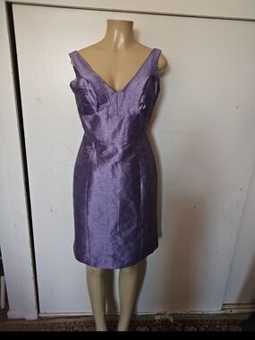 V-Neck Lavender Sheen Midi Dress